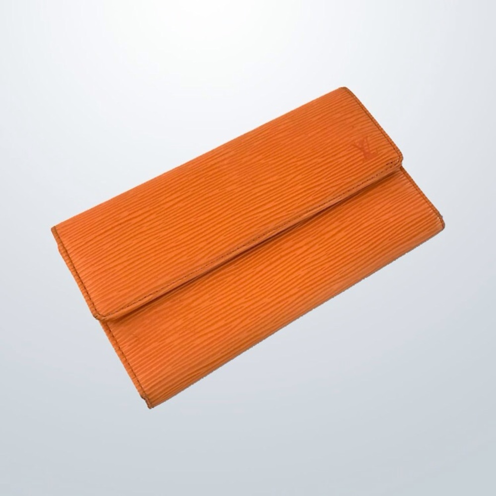 Authentic LOUIS VUITTON LARGE ORANGE EPI WALLET
